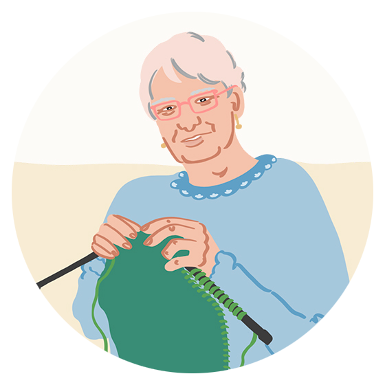 Lady knitting