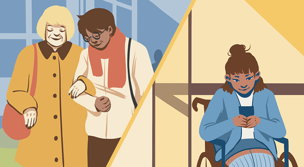 Screen captures from Older Adults and People With Disabilities pages