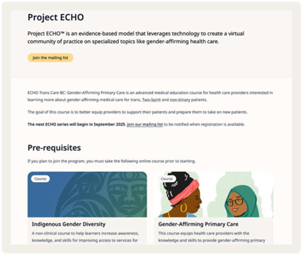 A screenshot of the Project ECHO page from this website.