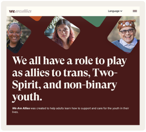 Screenshot of the We Are Allies homepage.