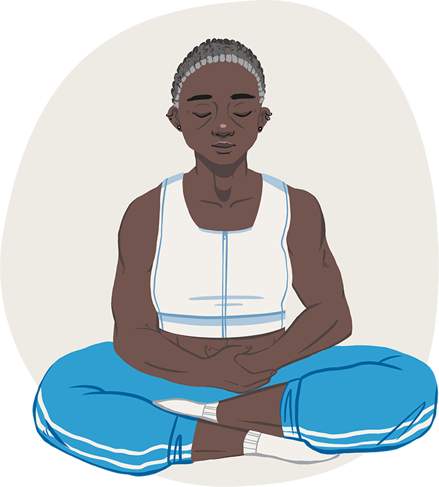 Person with legs crossed deeply meditating.