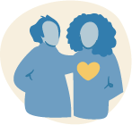 Illustration of two friends chatting